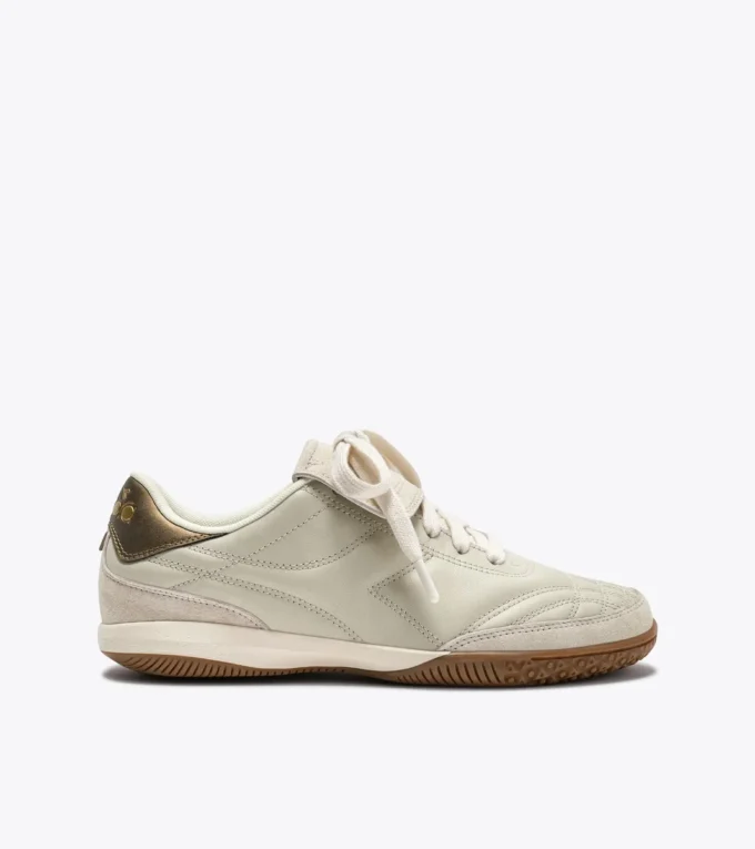 Gold Indoor Metal Terrace-style Leather Sneakers