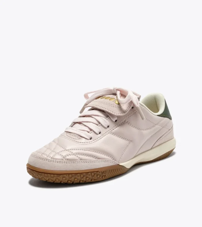 Gold Indoor Metal Terrace-style Leather Sneakers