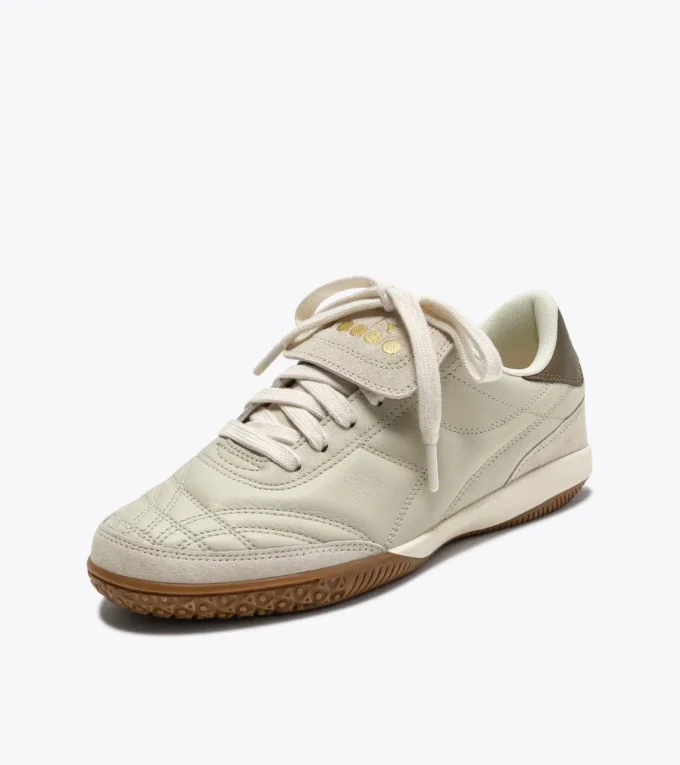 Gold Indoor Metal Terrace-style Leather Sneakers