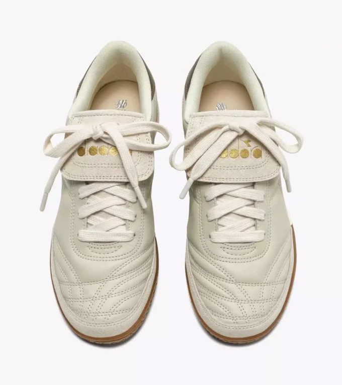 Gold Indoor Metal Terrace-style Leather Sneakers