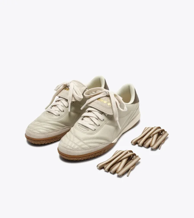 Gold Indoor Metal Terrace-style Leather Sneakers