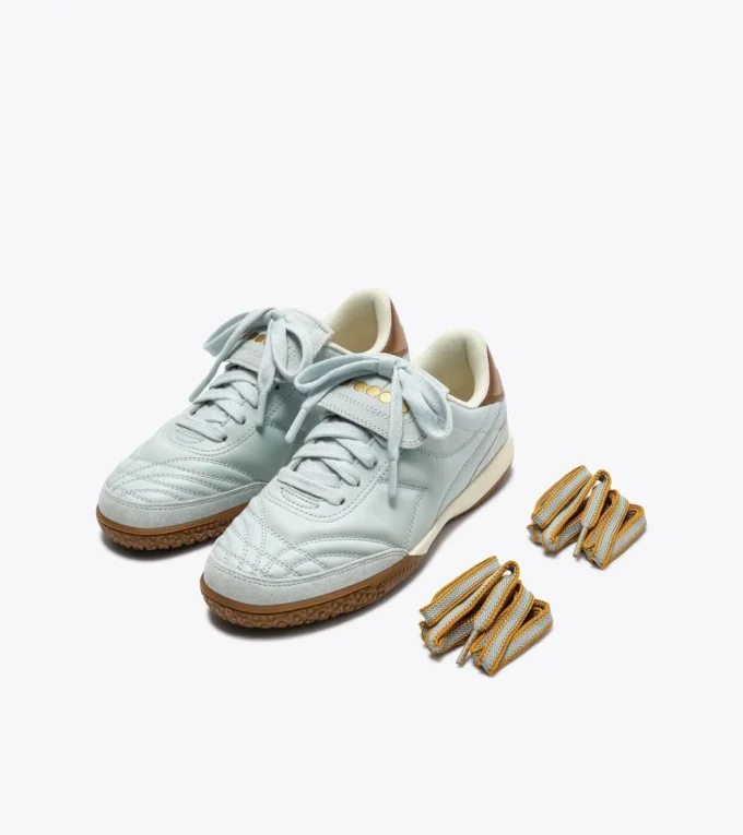 Gold Indoor Metal Terrace-style Leather Sneakers