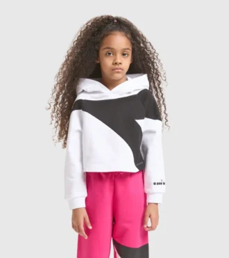 Jg.Hoodie Crop Power Logo Cotton sports sweatshirt – Girls