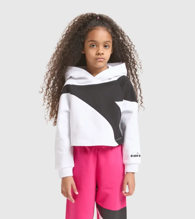 Jg.Hoodie Crop Power Logo Cotton sports sweatshirt – Girls