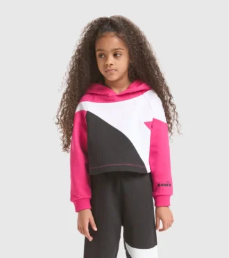 Jg.Hoodie Crop Power Logo Cotton sports sweatshirt – Girls