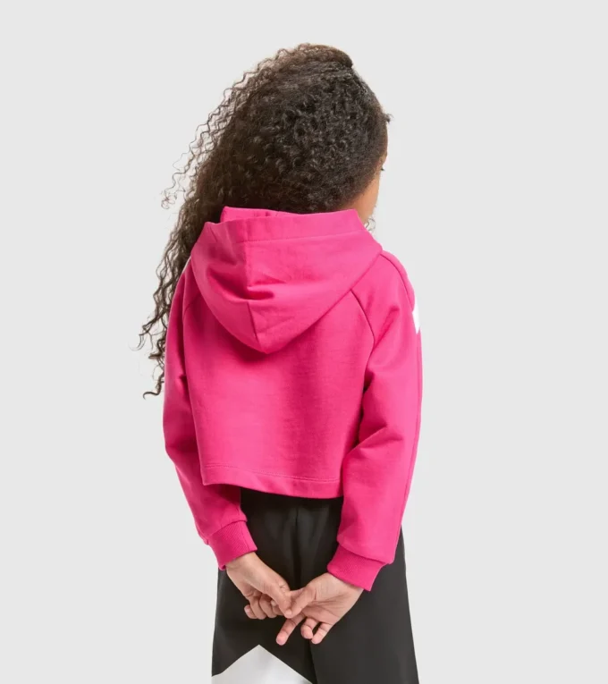 Jg.Hoodie Crop Power Logo Cotton sports sweatshirt – Girls